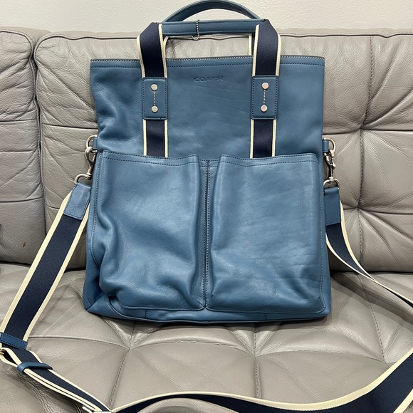 COACH Men Heritage Leather Foldover Bag F70558 Detachable shoulder strap - Picture 1 of 8